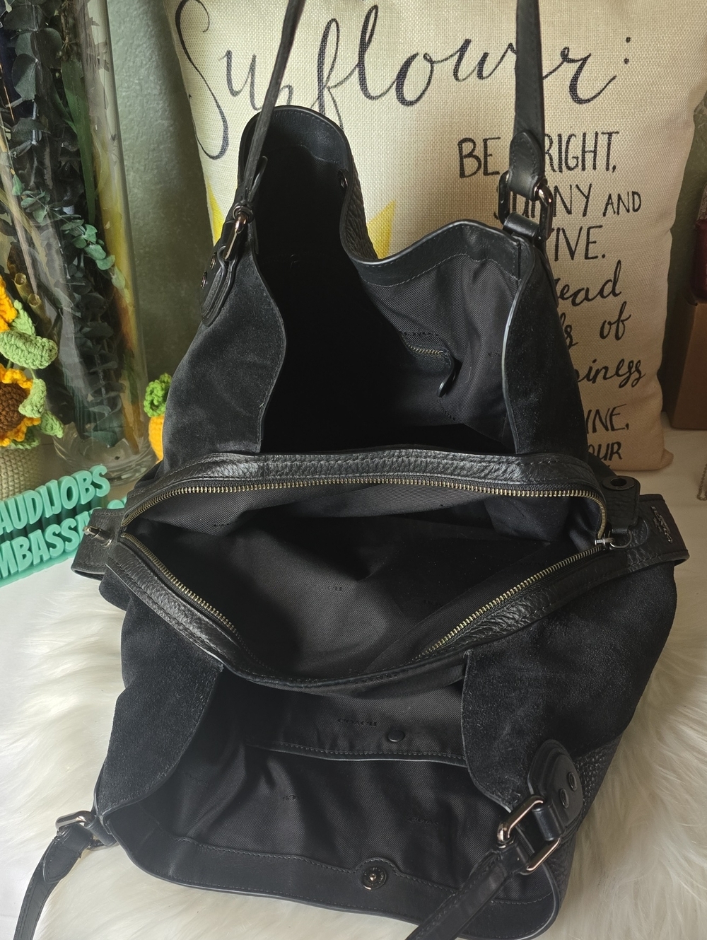 Coach Eddie 42 Suede And Pebbled Leather Tote - Picture 10 of 16